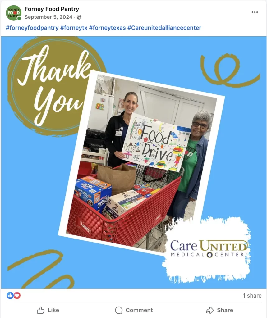 Forney Food Pantry With Care United Medical Center