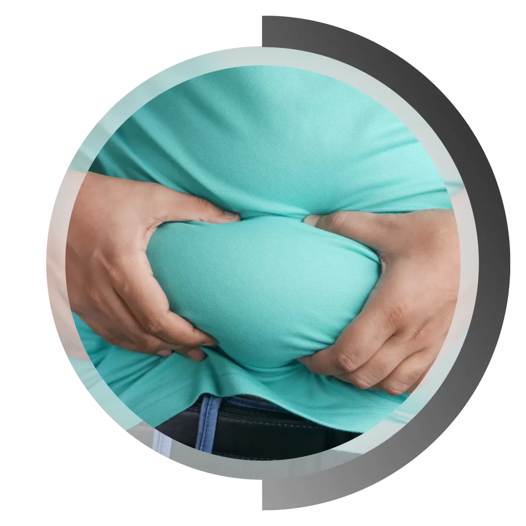 A person holding his belly fat