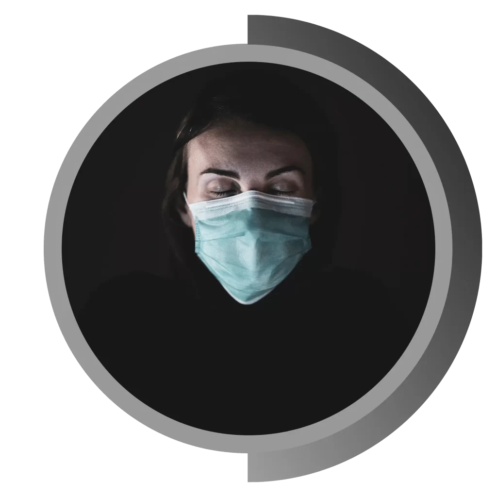 A woman wearing a face mask